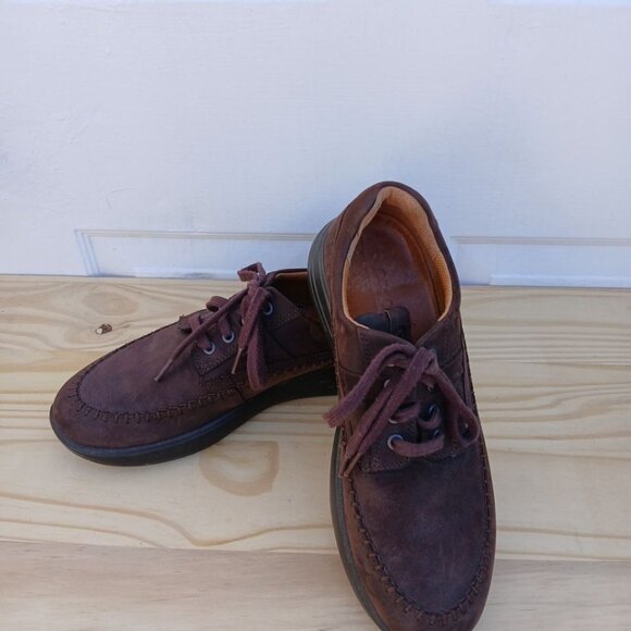 Ecco Men’s Brown Nubuck Lace-Up Moc Toe Shoes Size 42
